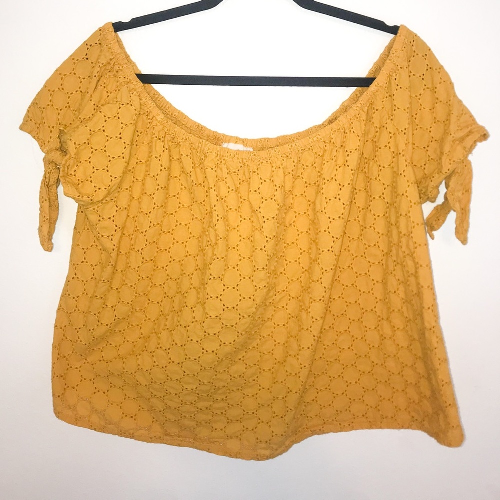 Off the shoulder mustard blouse